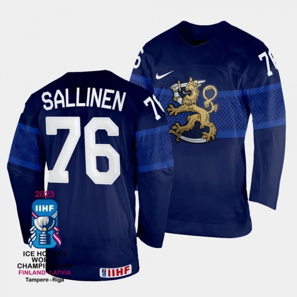 Finland #76 Jere Sallinen 2023 IIHF World Champion...