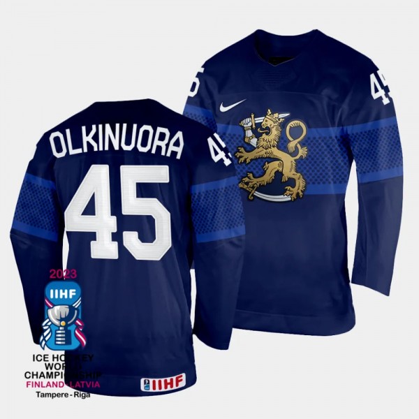 Finland #45 Jussi Olkinuora 2023 IIHF World Champi...