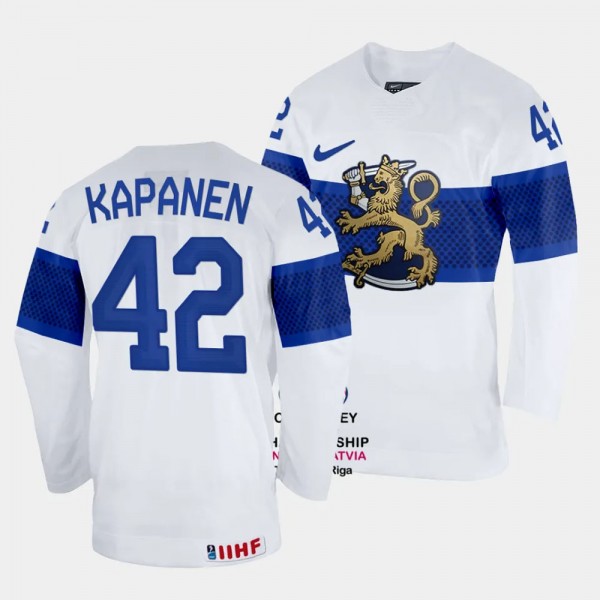 Kasperi Kapanen 2023 IIHF World Championship Finland #42 White Home Jersey Men
