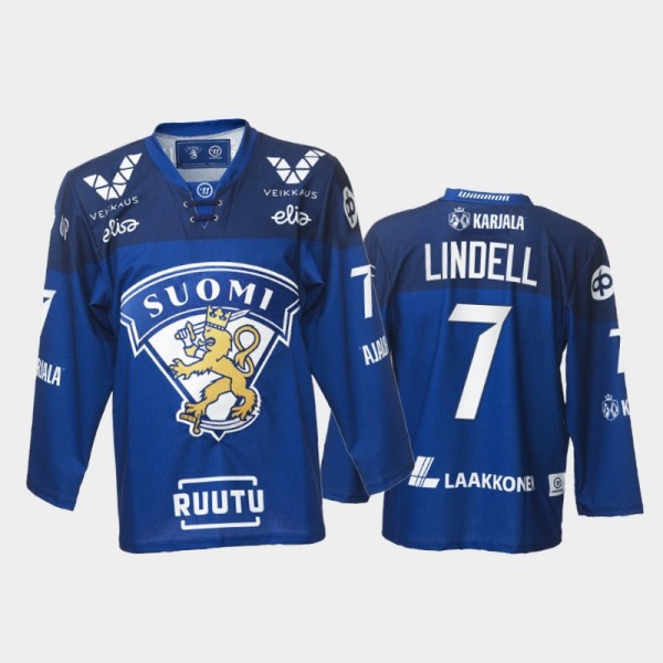 Esa Lindell Finland Team Blue Hockey Jersey 2021-2...