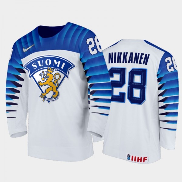 Men Finland Team 2021 IIHF World Junior Championship Henri Nikkanen #28 Home White Jersey