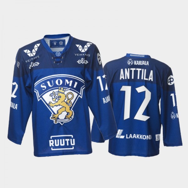 Marko Anttila Finland Team Blue Hockey Jersey 2021...