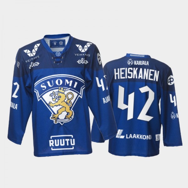 Miro Heiskanen Finland Team Blue Hockey Jersey 202...