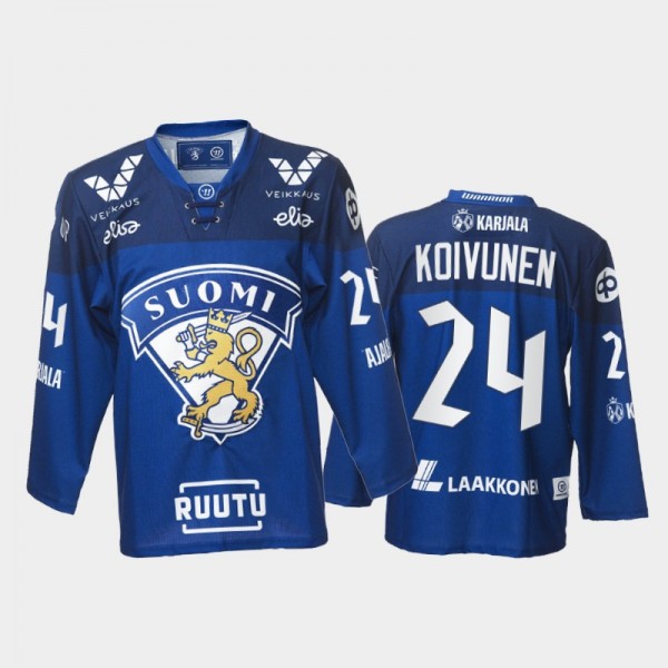 Ville Koivunen Finland Team Blue Hockey Jersey 202...