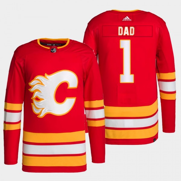 Top Dad Calgary Flames Red Jersey 2022 Fathers Day...