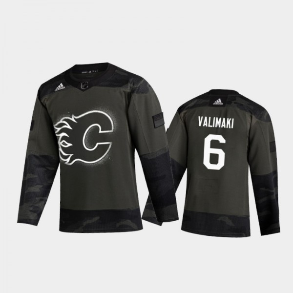 Men's Calgary Flames Juuso Valimaki #6 2020 Veterans Day Authentic Camo Jersey