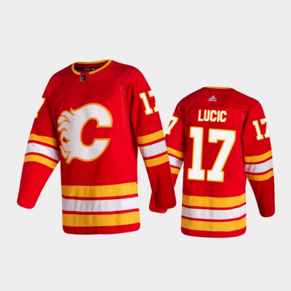 Calgary Flames Milan Lucic #17 Home Red 2020-21 Au...