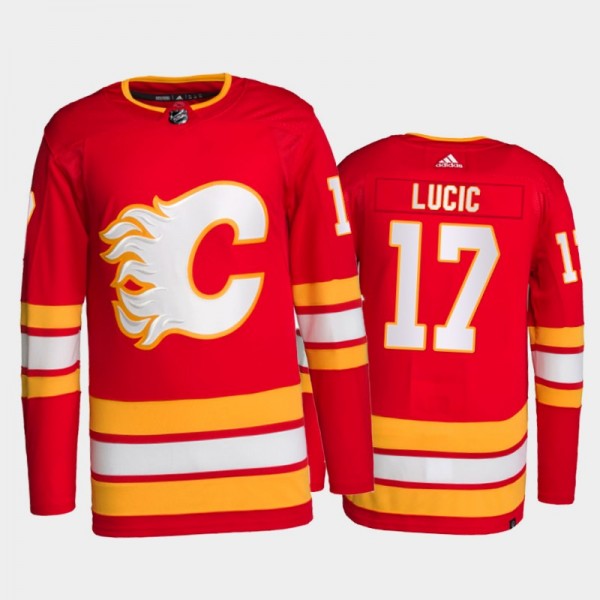 2021-22 Calgary Flames Milan Lucic Primegreen Authentic Jersey Red Home Uniform