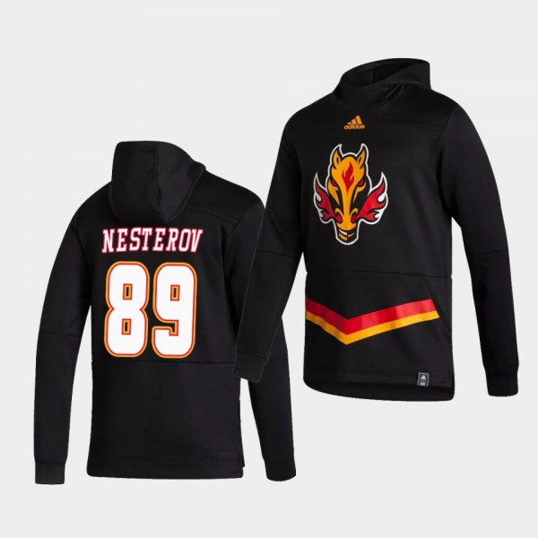 Calgary Flames Nikita Nesterov 2021 Reverse Retro Black Authentic Pullover Special Edition Hoodie