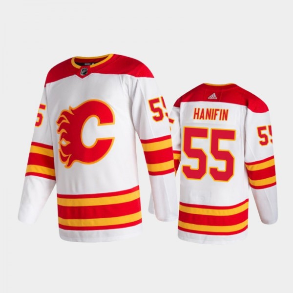 Calgary Flames Noah Hanifin #55 Away White 2020-21 Authentic Pro Jersey