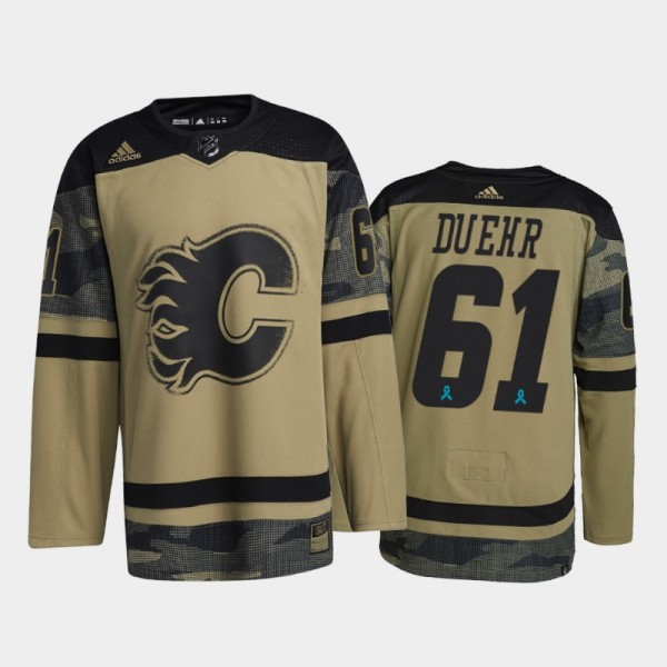 Calgary Flames Walker Duehr 2021 CAF Night #61 Jersey Camo Canadian Armed Force