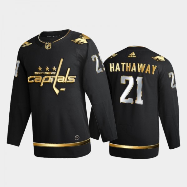 Washington Capitals Garnet Hathaway #21 2020-21 Authentic Golden Black Limited Edition Jersey