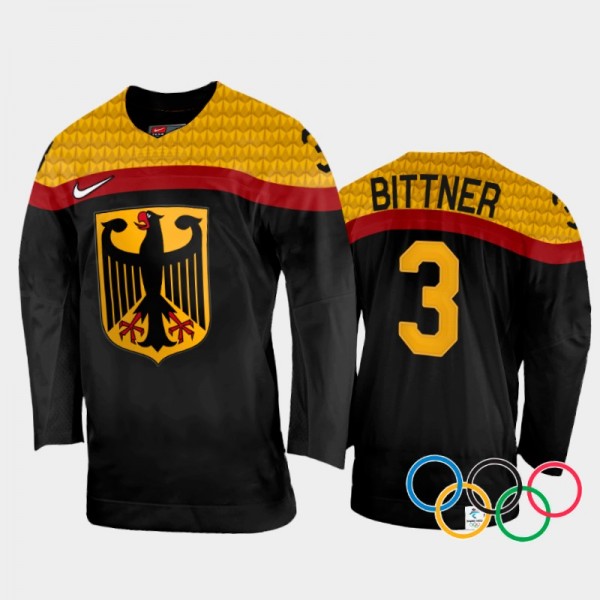 Dominik Bittner Germany Hockey Black Away Jersey 2022 Winter Olympics