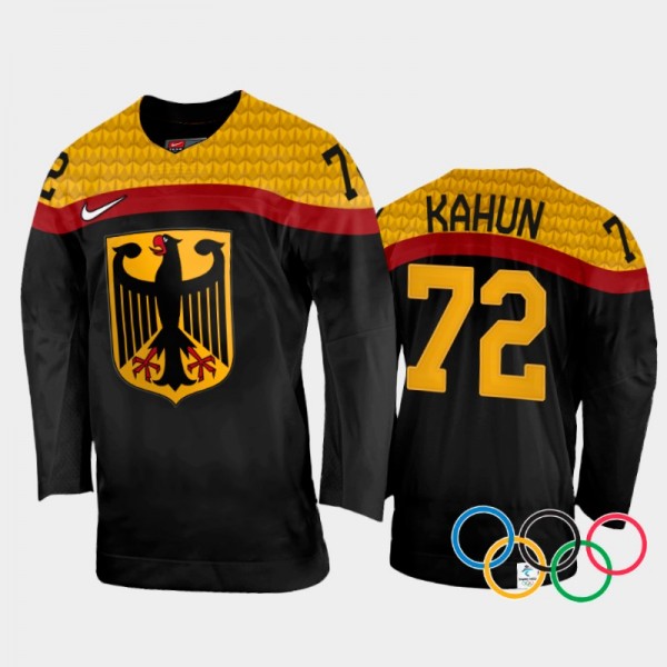 Dominik Kahun Germany Hockey Black Away Jersey 202...