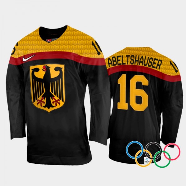 Konrad Abeltshauser Germany Hockey Black Away Jersey 2022 Winter Olympics