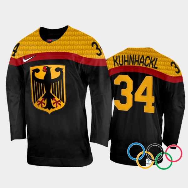Tom Kuhnhackl Germany Hockey Black Away Jersey 202...