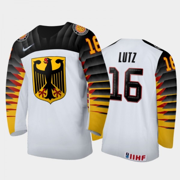 Men's Germany 2021 IIHF U18 World Championship Julian Lutz #16 Home White Jersey