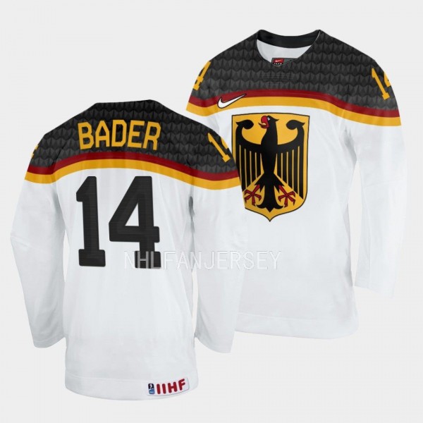 Germany #14 Quirin Bader 2023 IIHF World Junior Championship Home Jersey White