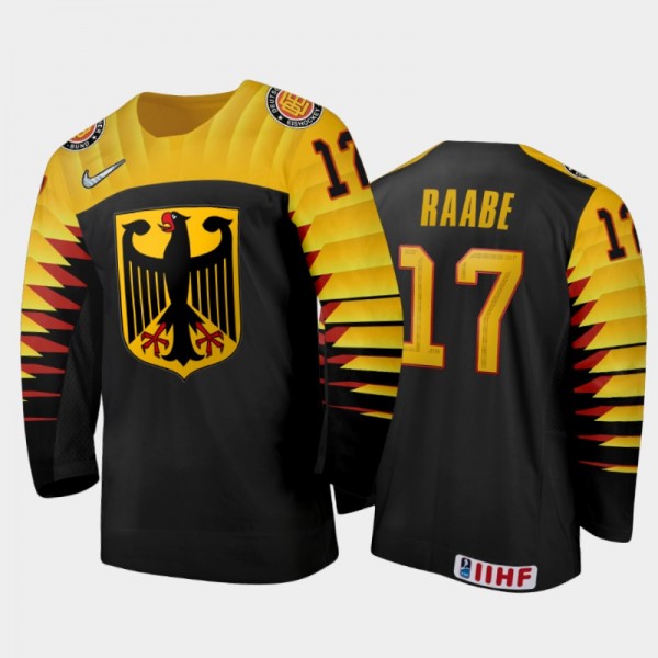 Men Germany 2021 IIHF World Junior Championship Steven Raabe #17 Home Black Jersey