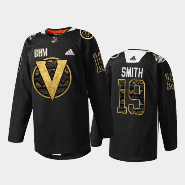 Reilly Smith Vegas Golden Knights Black History Month 2022 Jersey Black #19 Warm-up