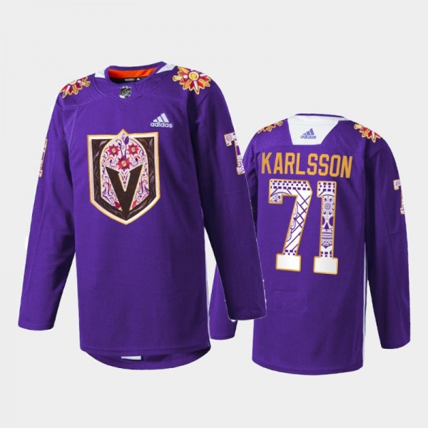 William Karlsson Vegas Golden Knights Hispanic Heritage 2021 Jersey Purple #71 Warmup