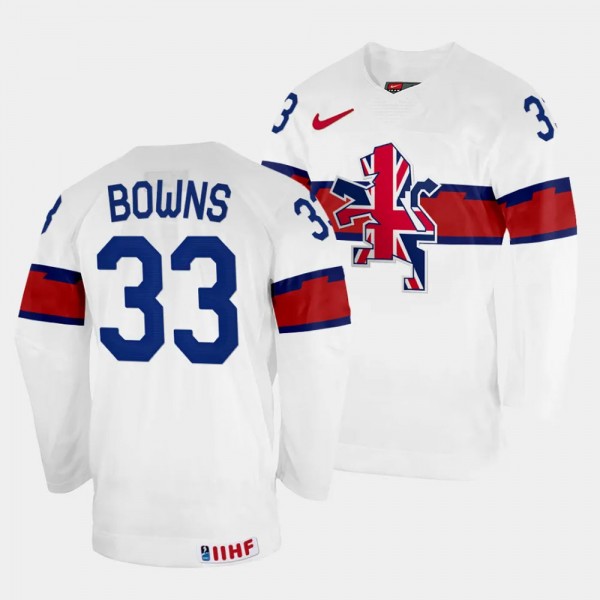 Ben Bowns Great Britain 2024 Ice Hockey World Championship Top-level Jersey White