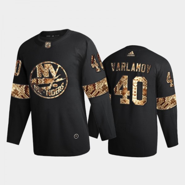 New York Islanders Semyon Varlamov #40 Python Skin Black 2021 Exclusive Edition Jersey