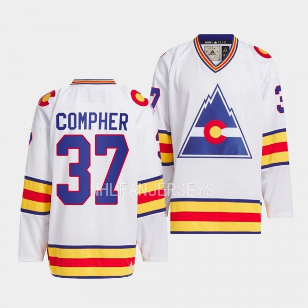 Colorado Avalanche Team Classic J.T. Compher White #37 1977 Hockey Jersey