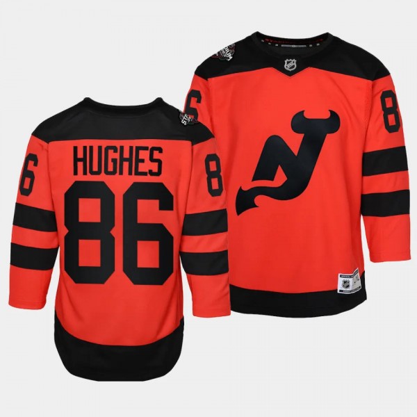 New Jersey Devils #86 Jack Hughes 2024 NHL Stadium Series Premier Player Red Youth Jersey