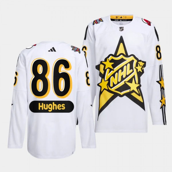 New Jersey Devils drew house Jack Hughes #86 White Jersey 2024 NHL All-Star Game
