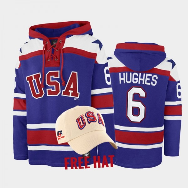 Jack Hughes USA Hockey Miracle On Ice Blue Free Ha...