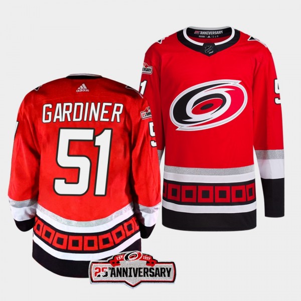 Carolina Hurricanes 2022-23 Alternate Jake Gardiner #51 Red Jersey 25th Anniversary
