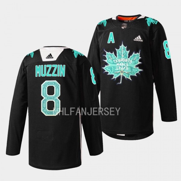 Indigenous Celebration Game Jake Muzzin Toronto Maple Leafs Black #8 Warmup Sweater Jersey 2023
