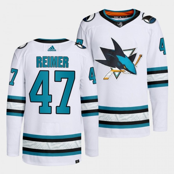 James Reimer #47 San Jose Sharks 2022-23 Away Whit...