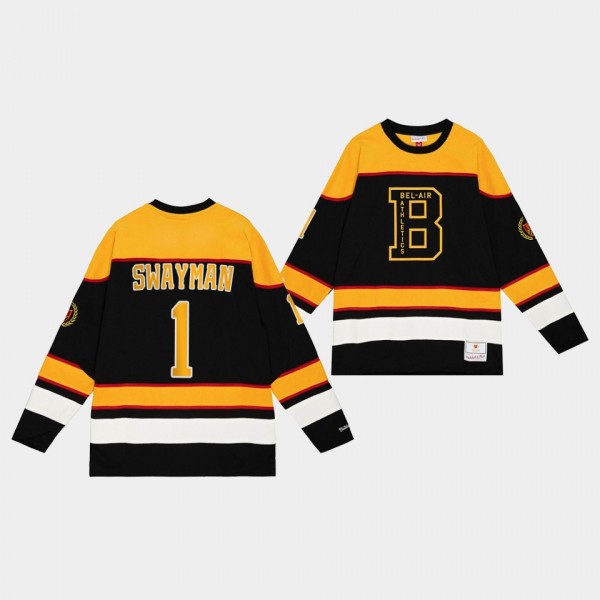 Boston Bruins NHL X Bel-Air Jeremy Swayman Black #1 Hockey Jersey