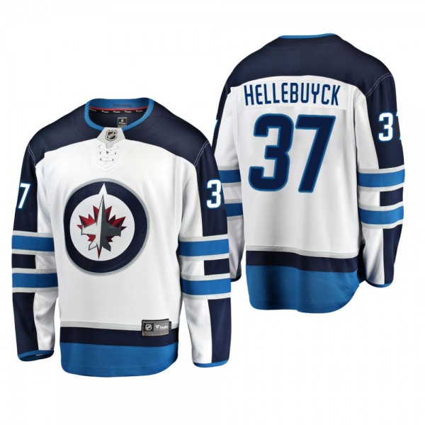 Men's Winnipeg Jets Connor Hellebuyck #37 Away White Breakaway Player Cheap Jersey