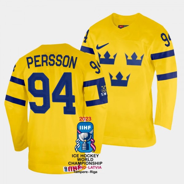 Sweden 2023 IIHF World Championship Joel Persson #94 Yellow Jersey Home
