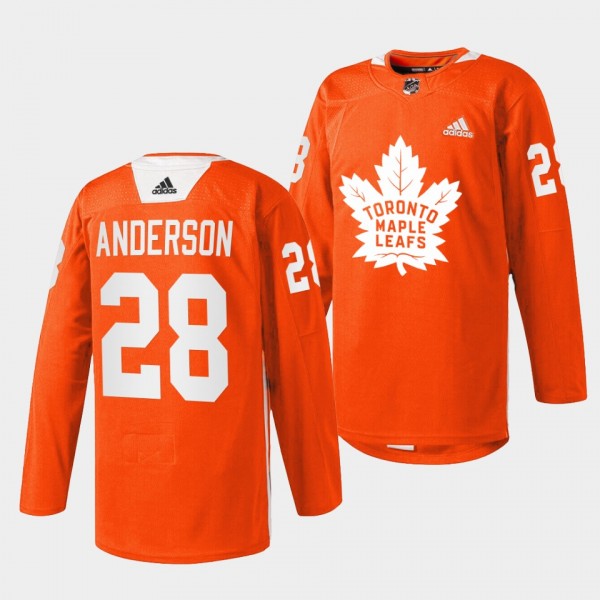 Joey Anderson #28 Toronto Maple Leafs 2022 Every Child Matters Warmup Orange Jersey