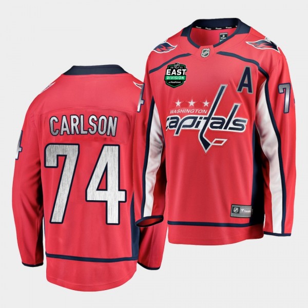 Washington Capitals John Carlson 2021 East Division Patch Red Jersey Home
