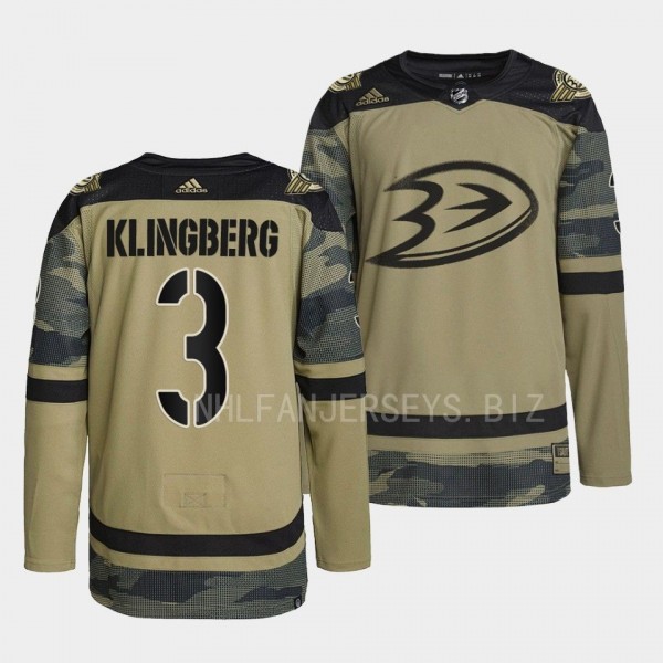 Military Appreciation Night John Klingberg Anaheim Ducks Camo #3 Warmup Jersey 2022