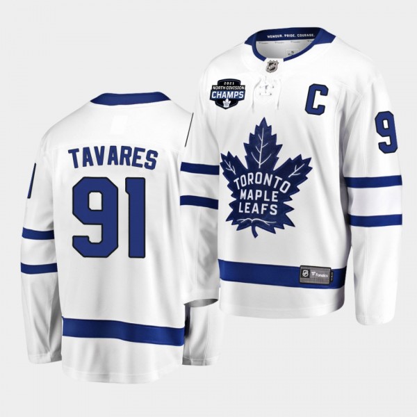Maple Leafs John Tavares 2021 North Division Champions White Jersey