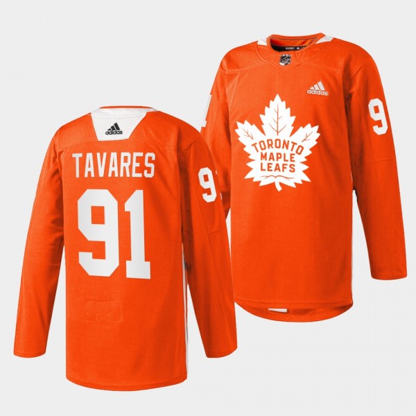 Toronto Maple Leafs John Tavares 2022 Every Child Matters #91 Orange Jersey Warmup