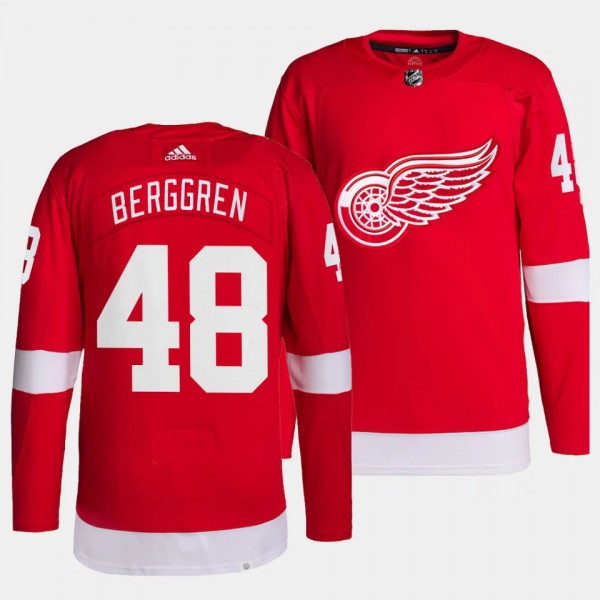 Jonatan Berggren Detroit Red Wings Home Red #48 Au...