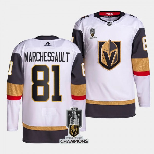 Vegas Golden Knights 2023 Stanley Cup Champions Jonathan Marchessault #81 White Authentic Away Jersey Men's
