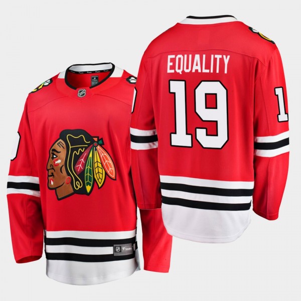Jonathan Toews #19 Blackhawks We Skate For Equality Red Jersey Home