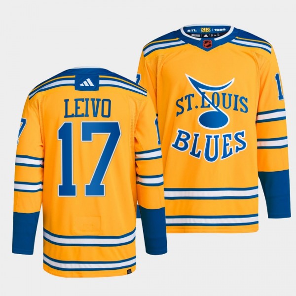 St. Louis Blues 2022 Reverse Retro 2.0 Josh Leivo #17 Yellow Jersey Authentic Primegreen