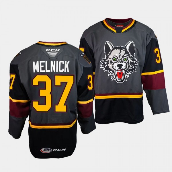 Josh Melnick Chicago Wolves #37 Grey AHL Storm Alt...