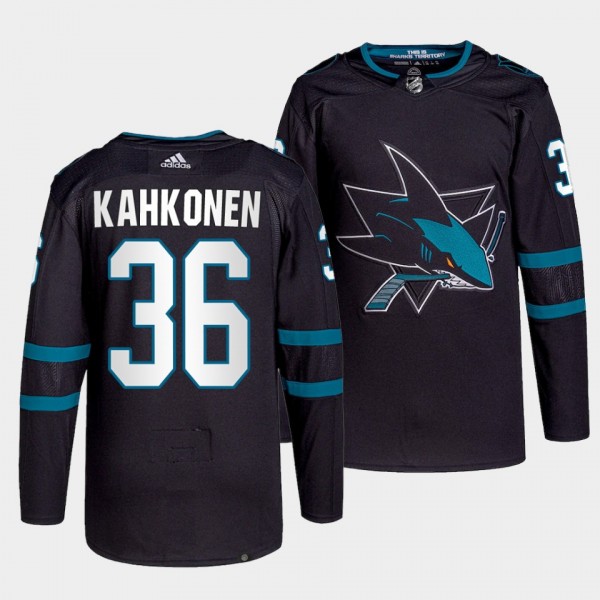 Kaapo Kahkonen #36 Sharks Alternate Black Jersey 2...