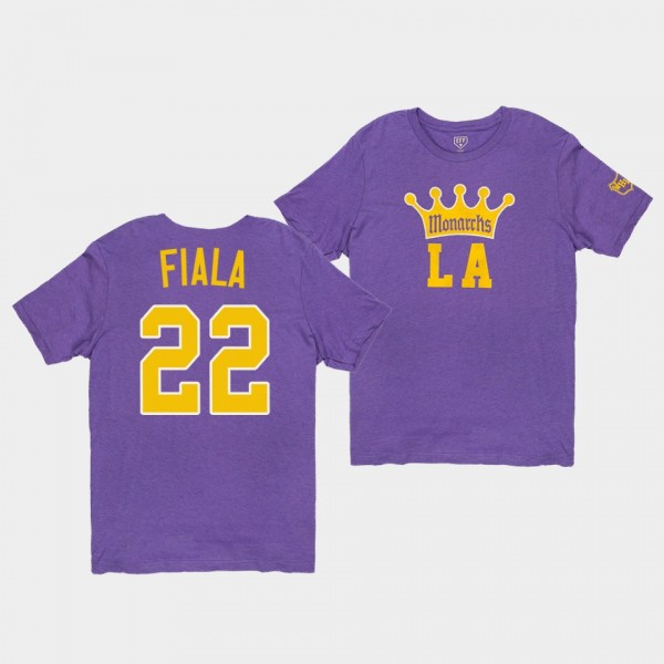 Kevin Fiala #22 Los Angeles Kings Monarchs 1947 Hockey Purple T-Shirt