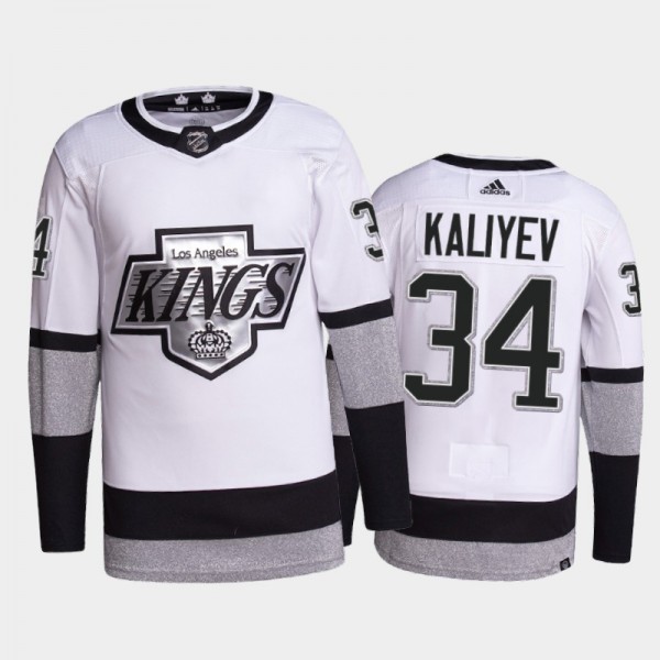 Arthur Kaliyev Los Angeles Kings Primegreen Authentic Pro Jersey 2021-22 White #34 Alternate Uniform